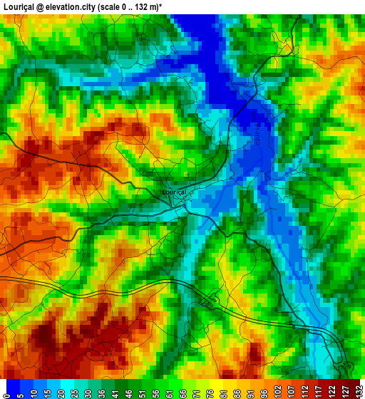 Louriçal elevation map