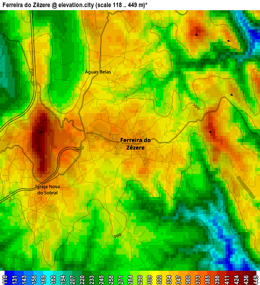 Ferreira do Zêzere elevation map