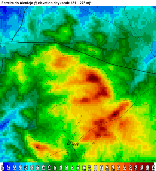 Ferreira do Alentejo elevation map