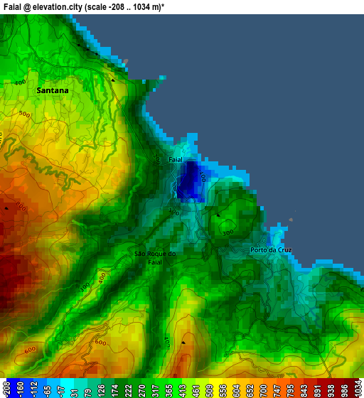 Faial elevation map