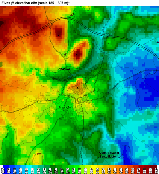 Elvas elevation map
