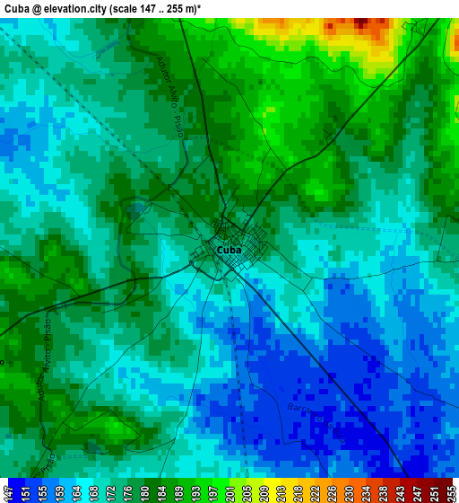 Cuba elevation map