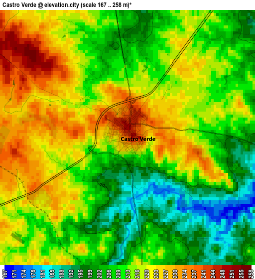 Castro Verde elevation map
