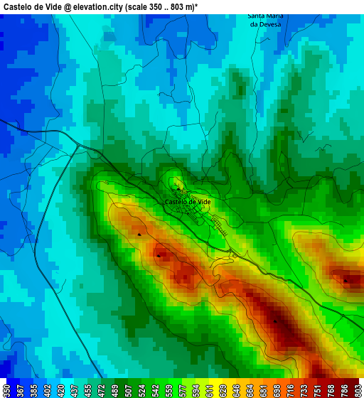 Castelo de Vide elevation map