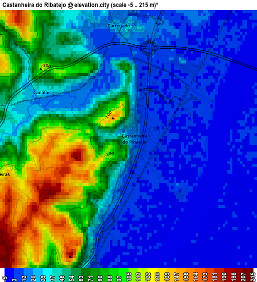 Castanheira do Ribatejo elevation map