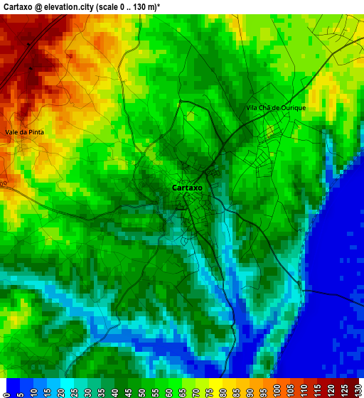 Cartaxo elevation map