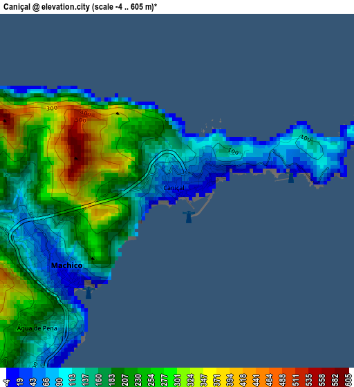 Caniçal elevation map