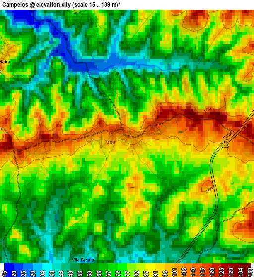 Campelos elevation map
