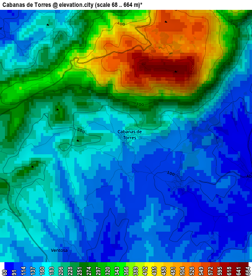 Cabanas de Torres elevation map