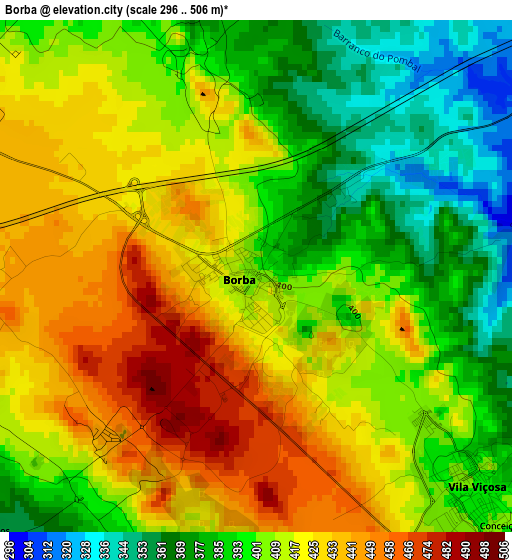 Borba elevation map