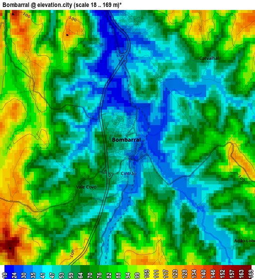 Bombarral elevation map