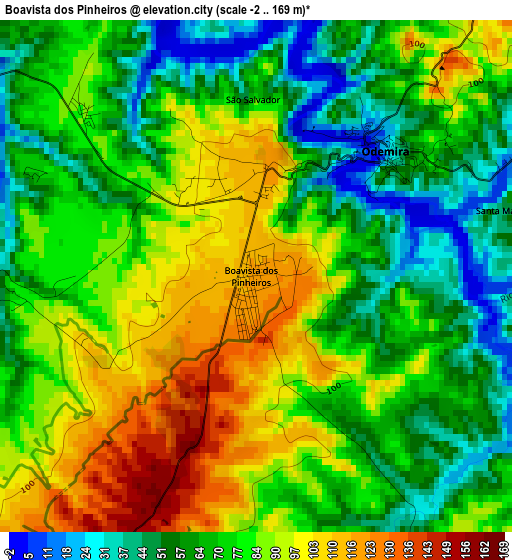 Boavista dos Pinheiros elevation map