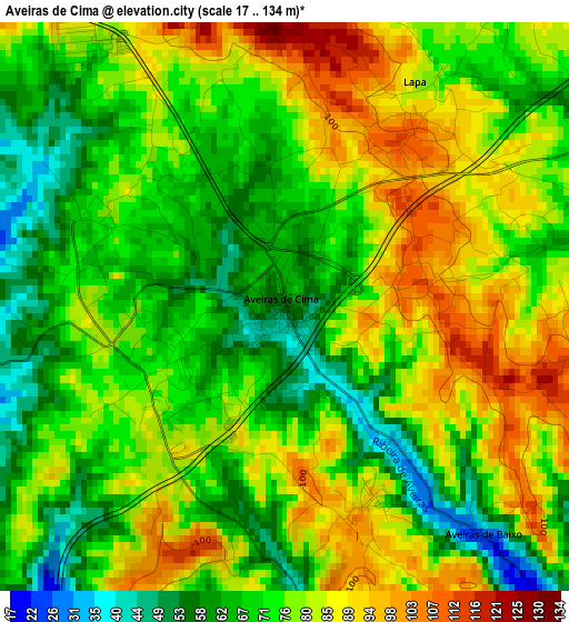 Aveiras de Cima elevation map