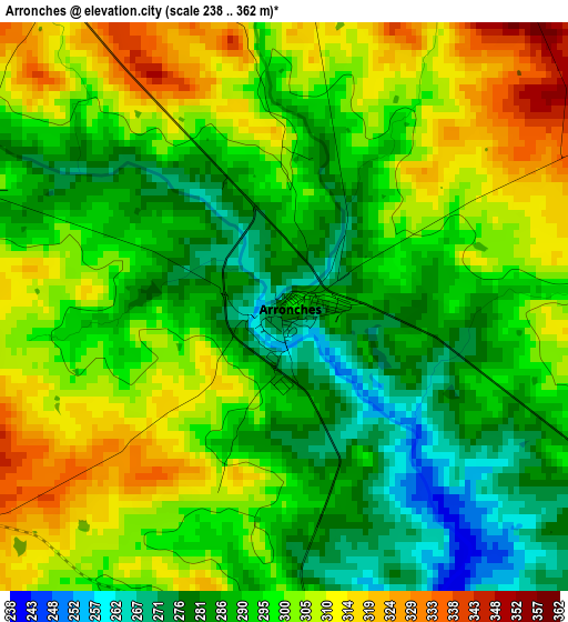 Arronches elevation map