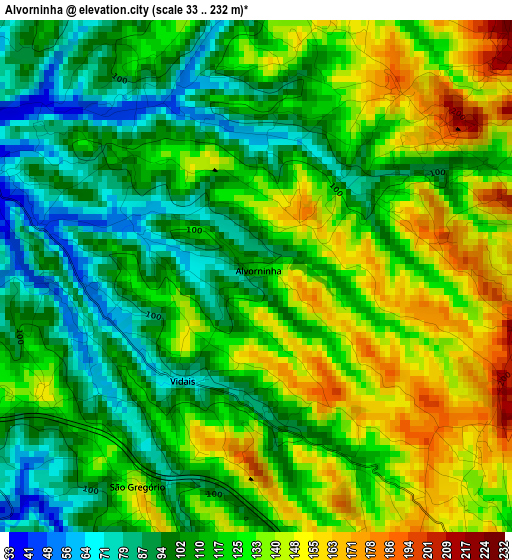 Alvorninha elevation map