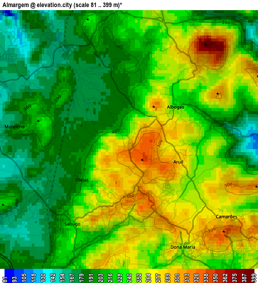 Almargem elevation map