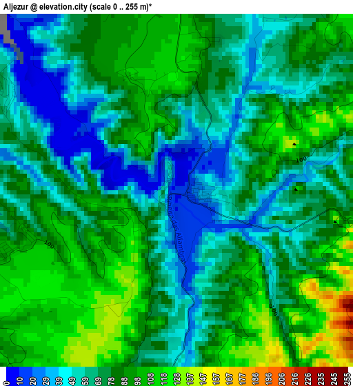 Aljezur elevation map