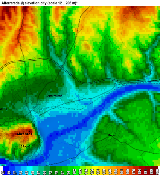 Alferrarede elevation map