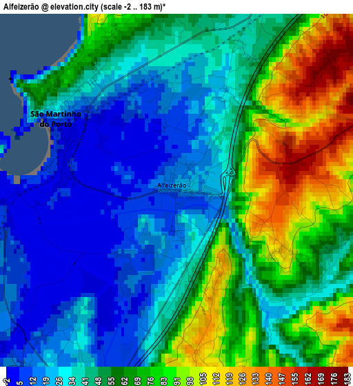 Alfeizerão elevation map