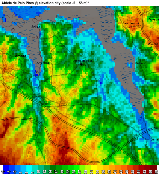 Aldeia de Paio Pires elevation map