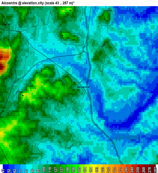 Alcoentre elevation map