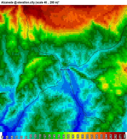 Alcanede elevation map