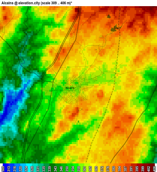 Alcains elevation map