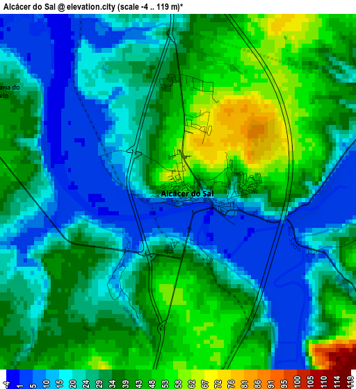 Alcácer do Sal elevation map