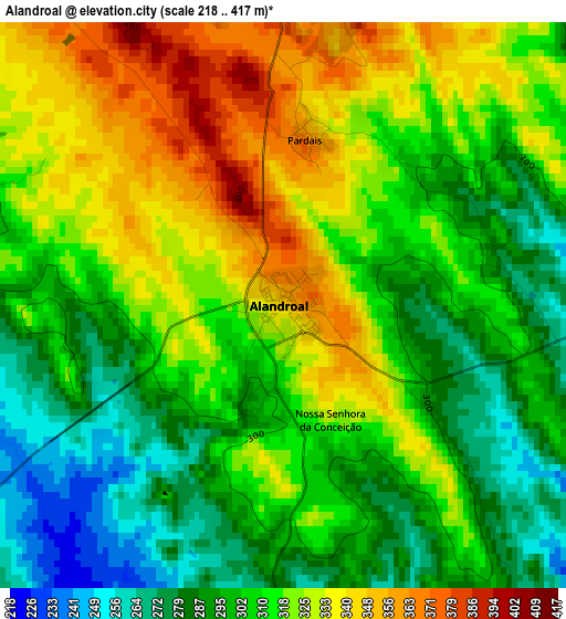 Alandroal elevation map