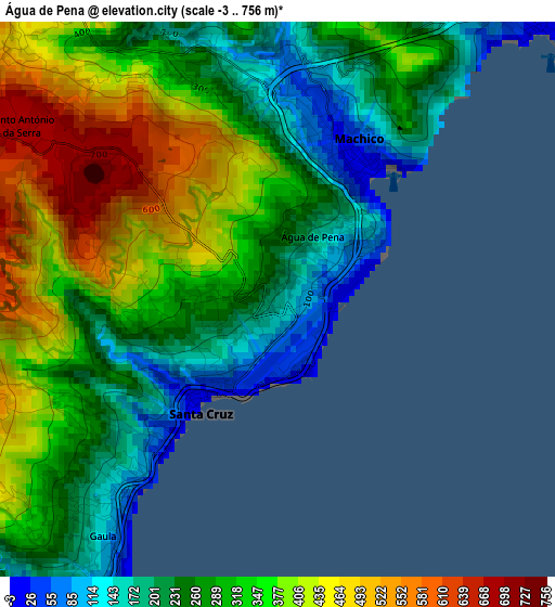 Água de Pena elevation map