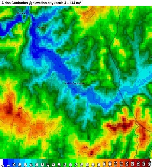 A dos Cunhados elevation map