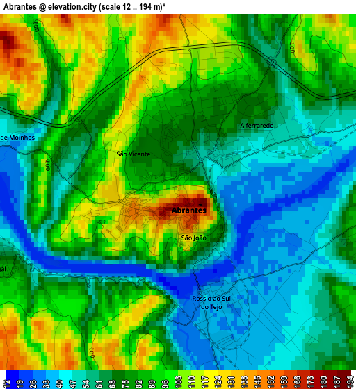 Abrantes elevation map