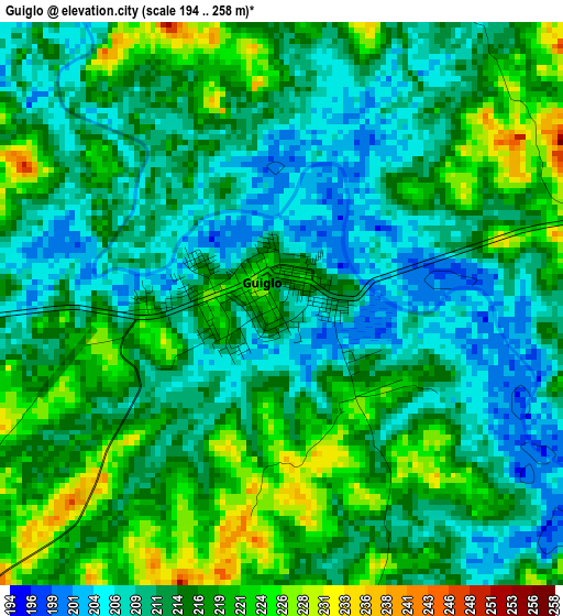 Guiglo elevation map