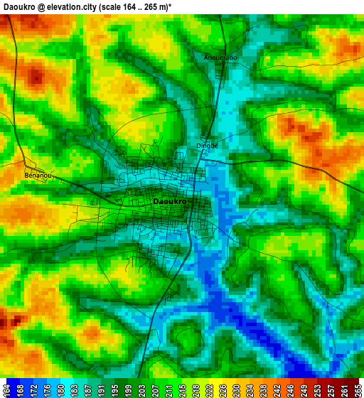 Daoukro elevation map