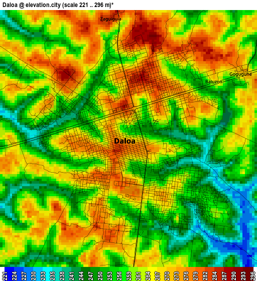 Daloa elevation map