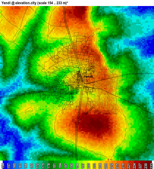 Yendi elevation map