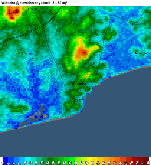 Winneba elevation map