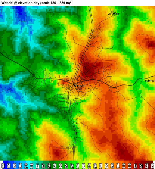 Wenchi elevation map