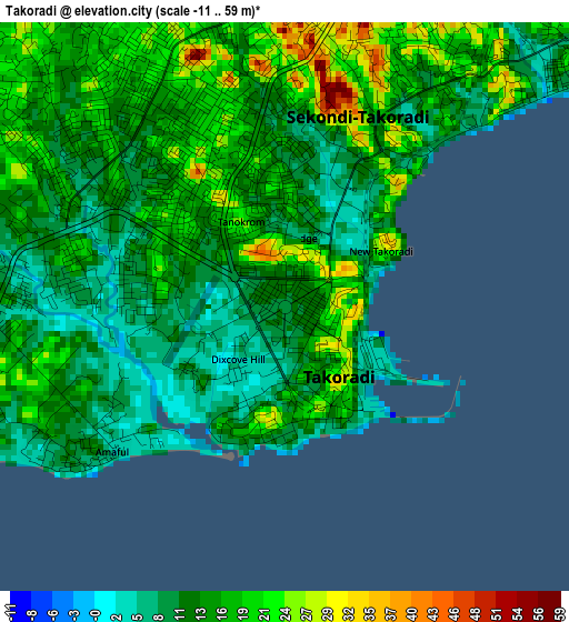 Takoradi elevation map