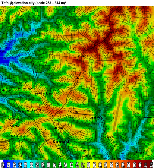 Tafo elevation map