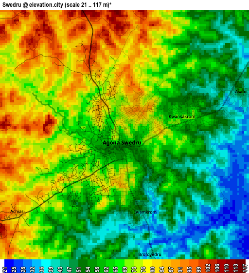 Swedru elevation map