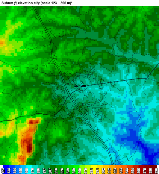 Suhum elevation map