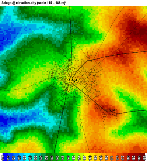 Salaga elevation map