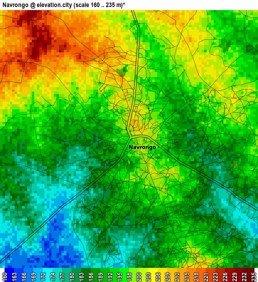 Navrongo elevation map