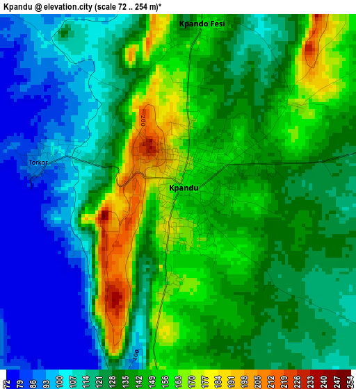 Kpandu elevation map