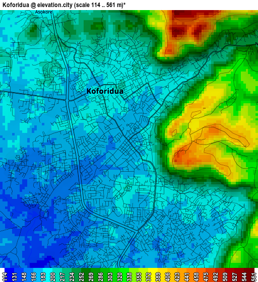 Koforidua elevation map