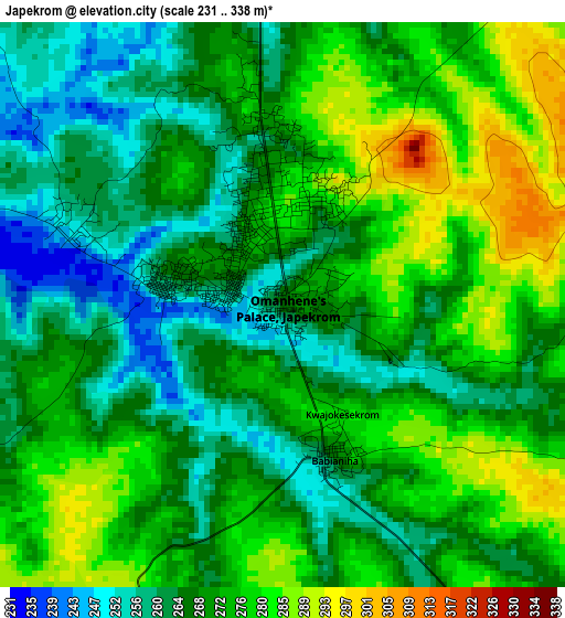 Japekrom elevation map