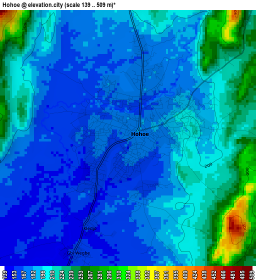 Hohoe elevation map