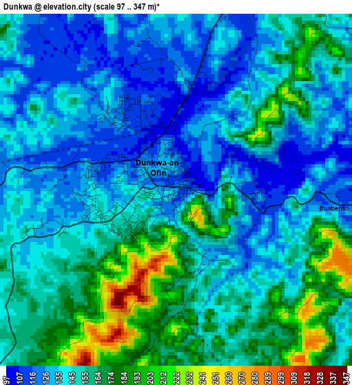 Dunkwa elevation map