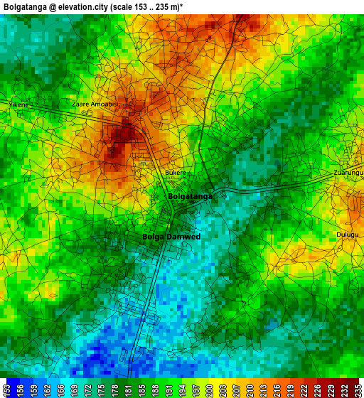 Bolgatanga elevation map